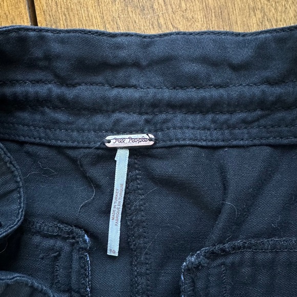 Free People Black MIDI Skirt Size 10 Womens Cotton Blend Drawstring Casual - Picture 3 of 13